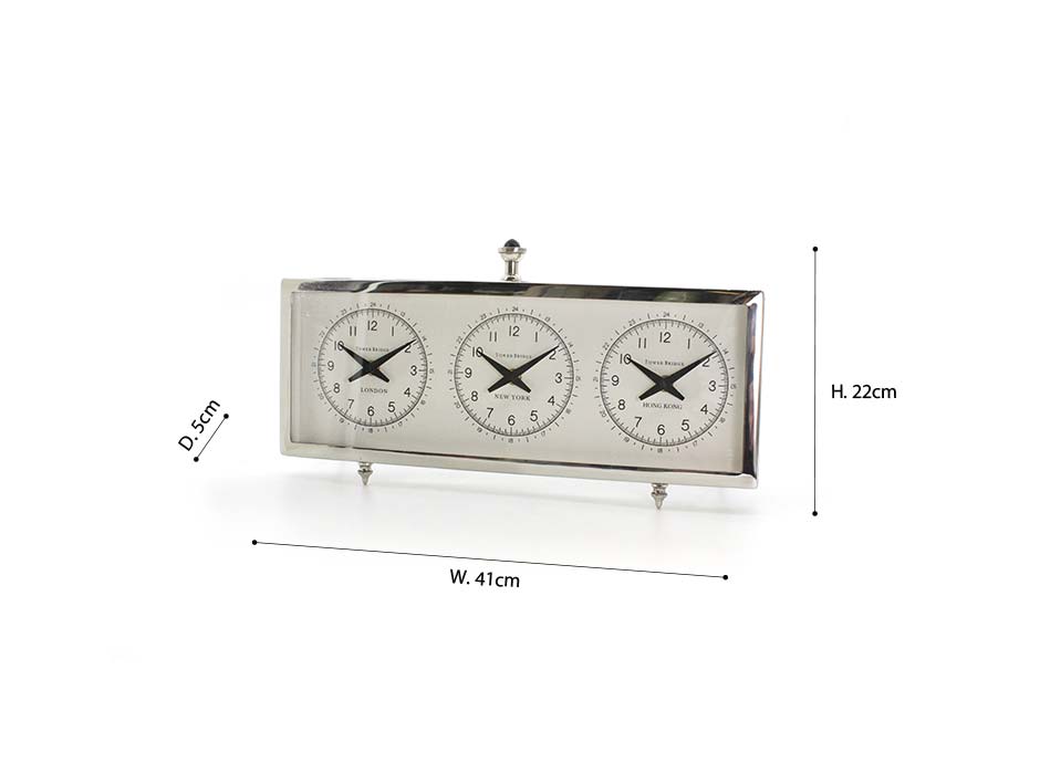 WORLD TIMER TABLE CLOCK, Aluminium, 41x5x22cm, 54911