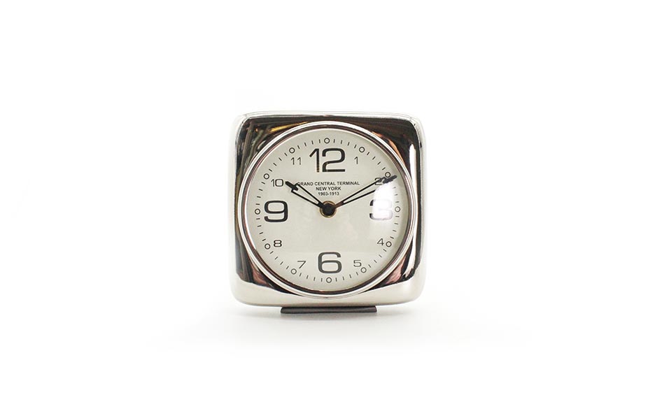 TABLE CLOCK, Aluminium, 17×8.5x17cm, 53594