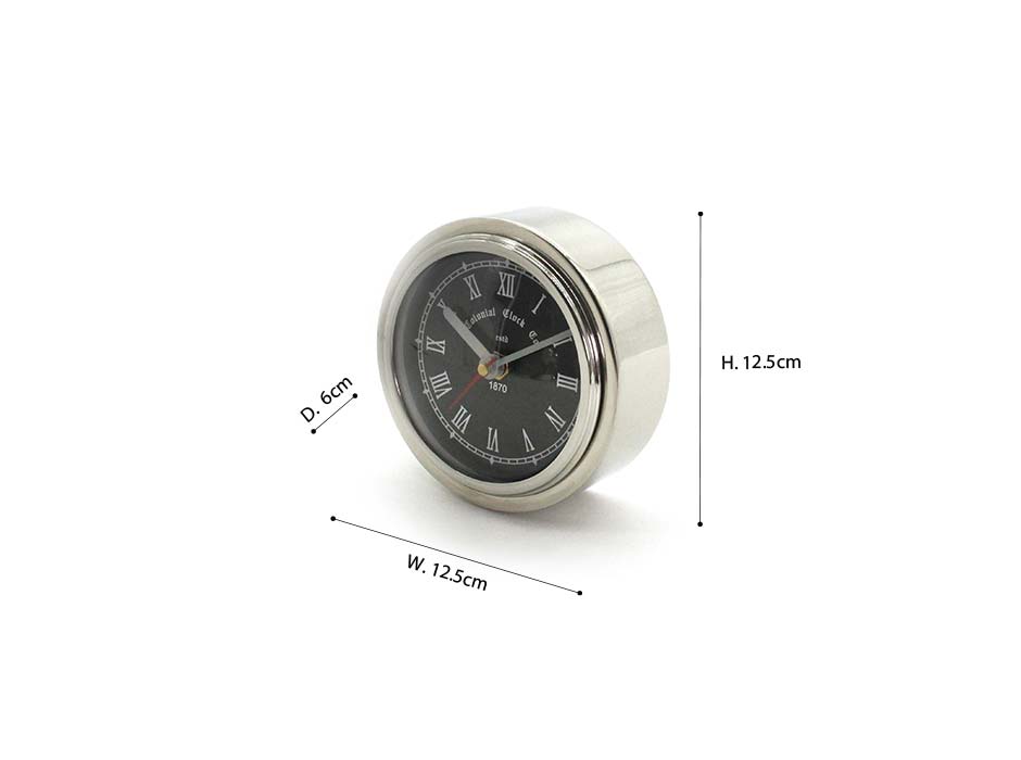 ALUM ROUND TABLE CLOCK, Nikel, 12.5x6x12.5cm, 53837