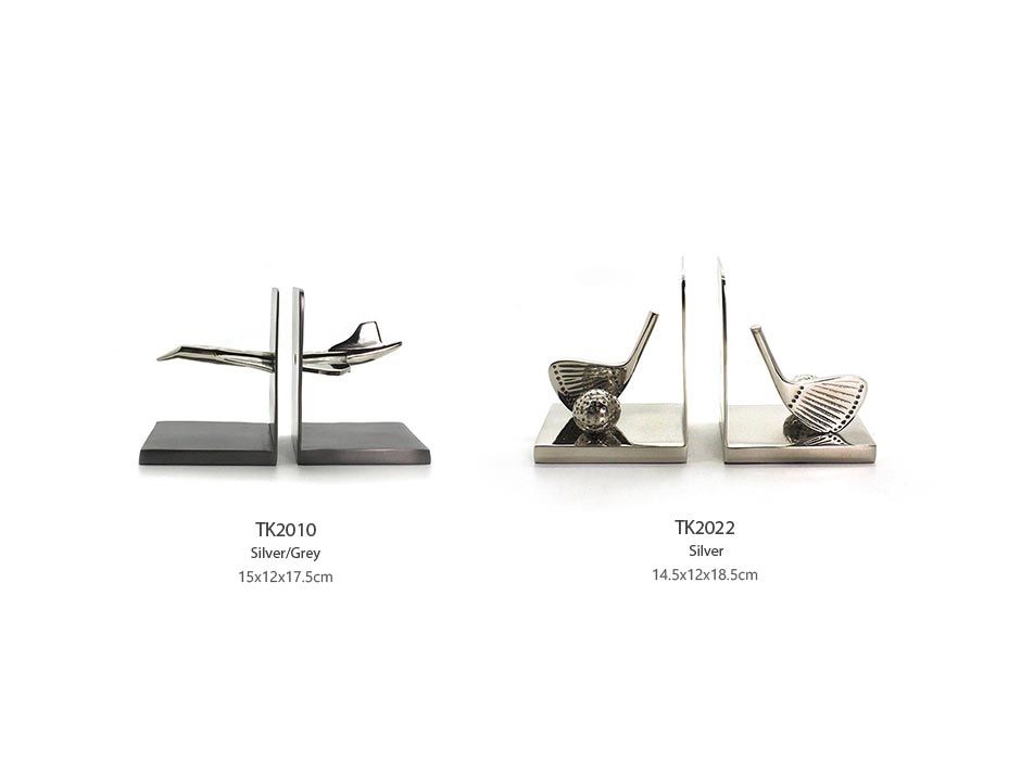 ALUMINIUM GOLF BALL BOOKEND NKL SET/2, Aluminium, 14.5x12x18.5cm, 48435