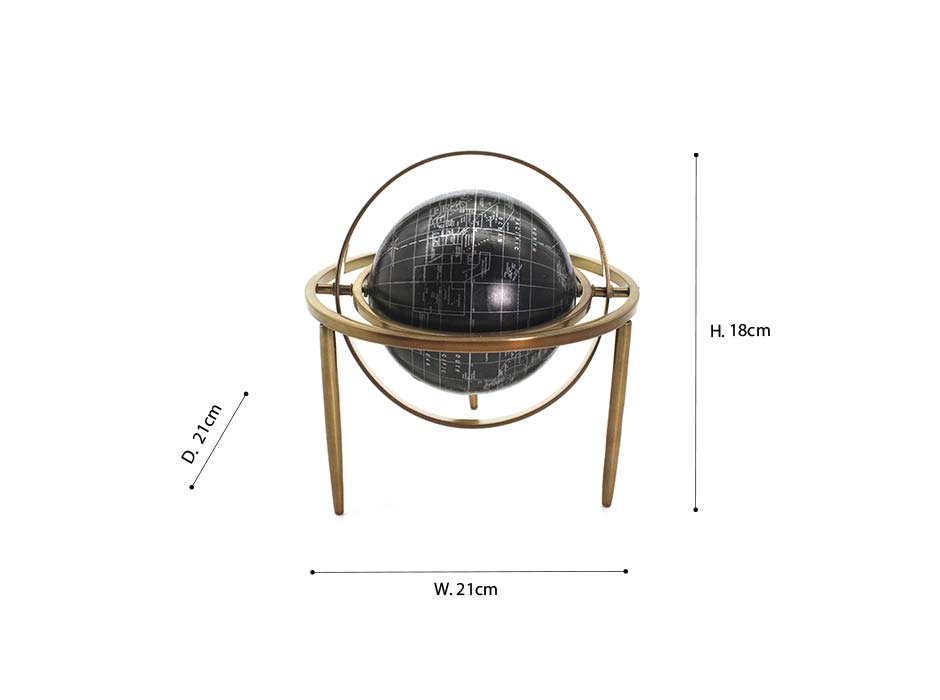 ALUMINIUM 5in BLK BALL ARMILLARY, Aluminium, 21x21x18cm, 56920