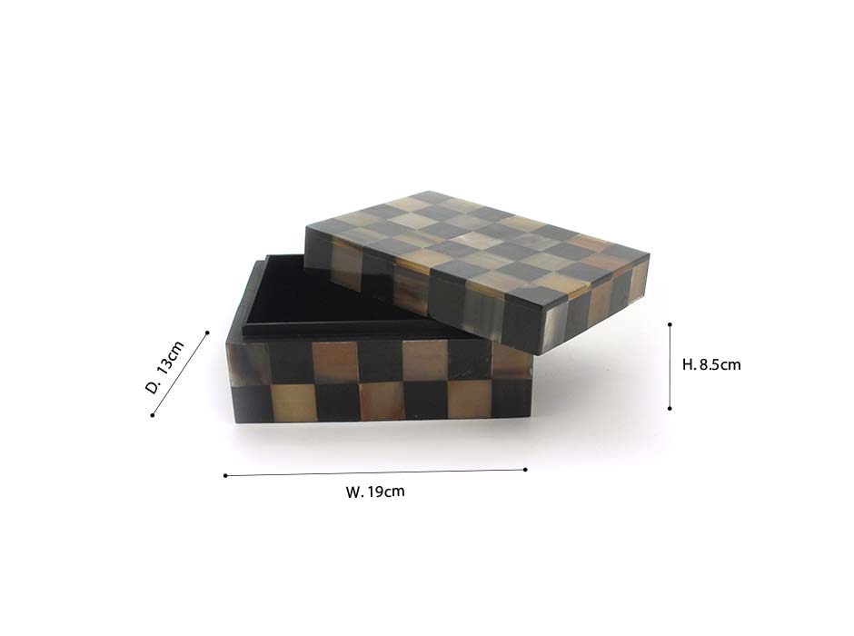 HORN/RESIN/MDF BOX LARGE, Horn/Resin, 19x13x8.5cm, 56163