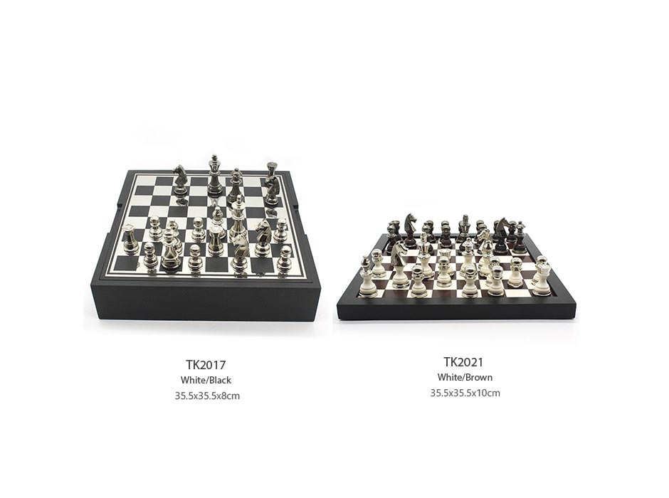 ALUMINIUM/RESIN CHESS BLK/NKL ANTIQUE FINISH, Alum/Resin, 35.5×35.5x10cm, 47894