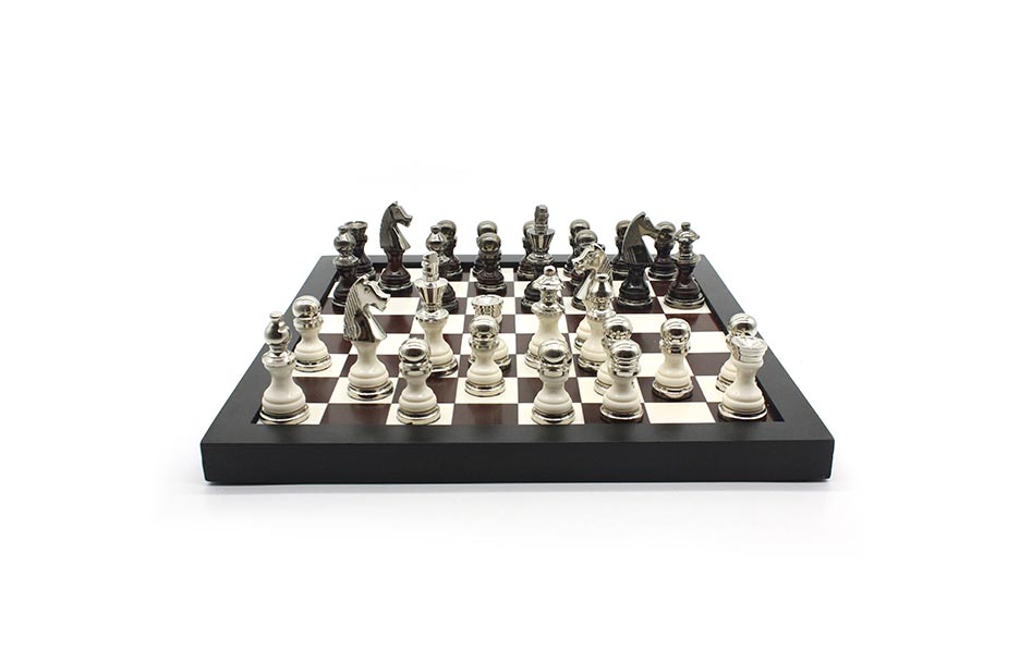 ALUMINIUM/RESIN CHESS BLK/NKL ANTIQUE FINISH, Alum/Resin, 35.5×35.5x10cm, 47894