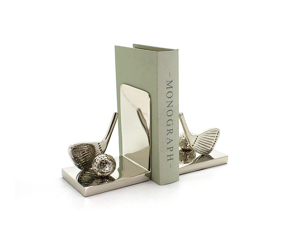 ALUMINIUM GOLF BALL BOOKEND NKL SET/2, Aluminium, 14.5x12x18.5cm, 48435