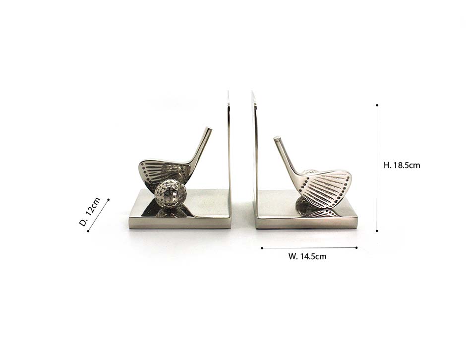 ALUMINIUM GOLF BALL BOOKEND NKL SET/2, Aluminium, 14.5x12x18.5cm, 48435