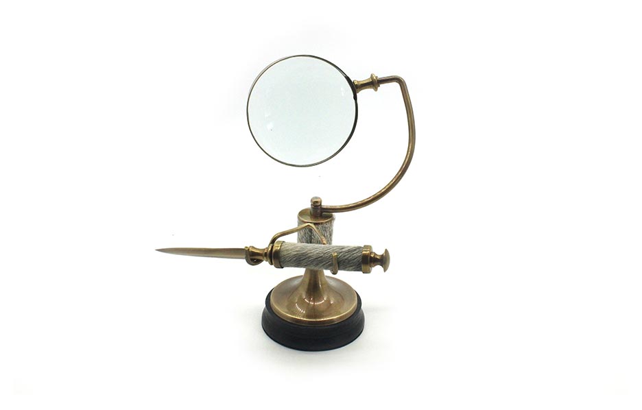 4″ MAGNIFIER/LETTER, Brass, 24x19x21cm, 57392