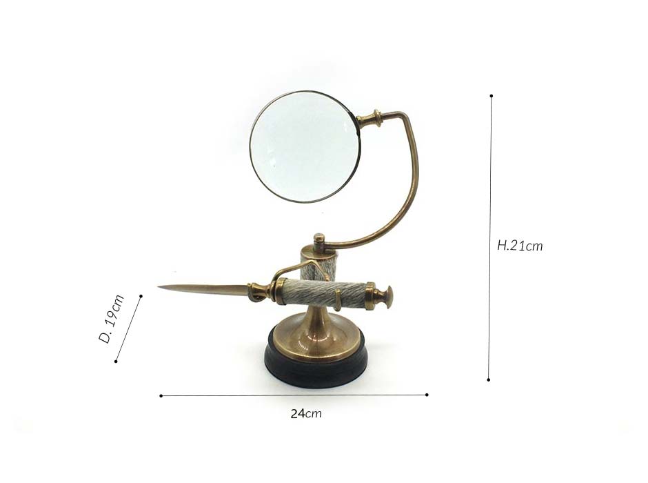 4″ MAGNIFIER/LETTER, Brass, 24x19x21cm, 57392
