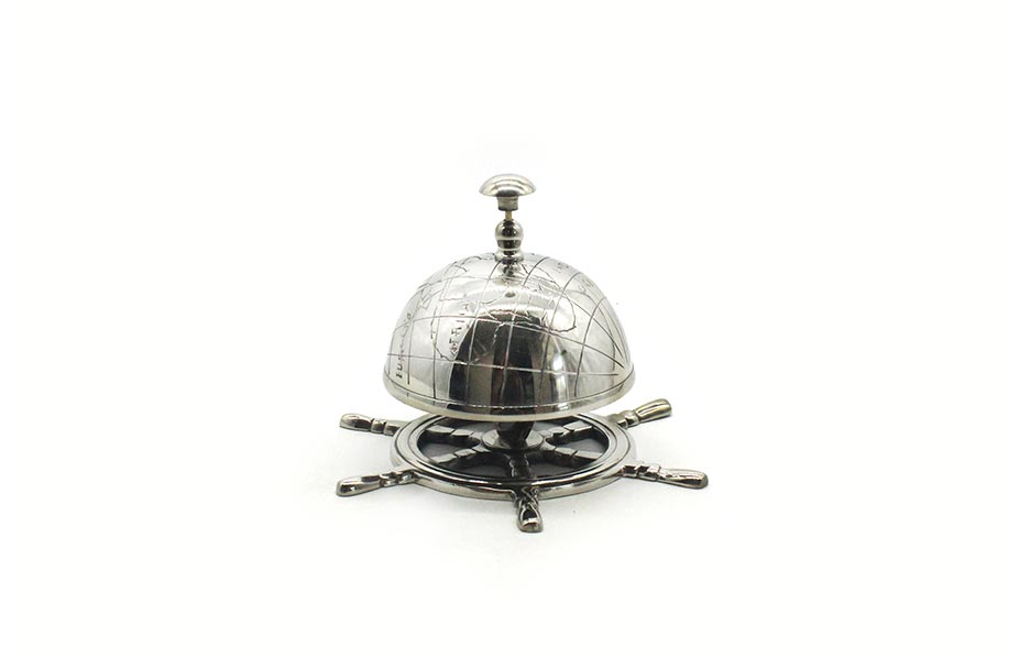 GLOBE TABLE BELL, Silver, 18x15x12.5cm, 59869