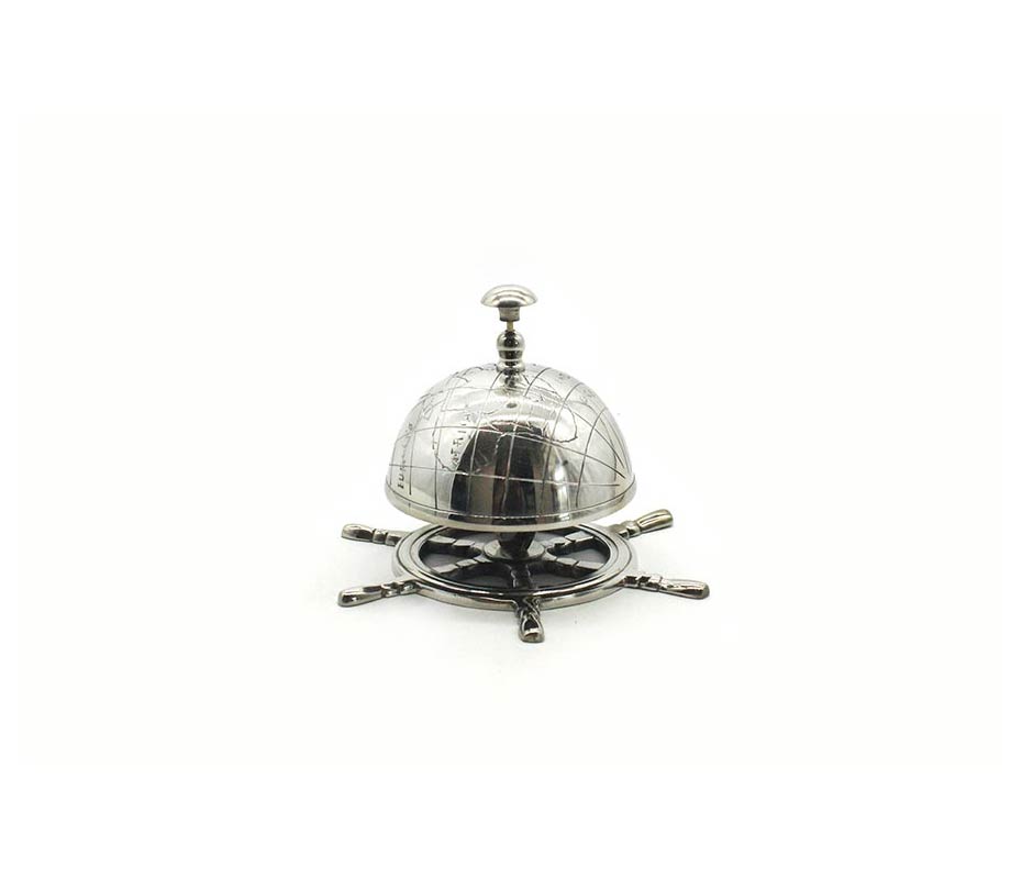 GLOBE TABLE BELL, Silver, 18x15x12.5cm, 59869
