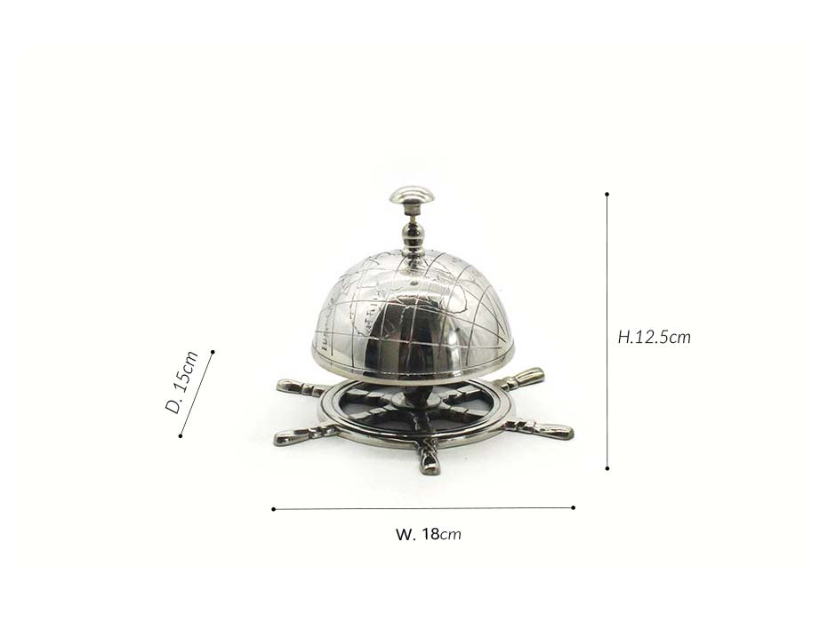 GLOBE TABLE BELL, Silver, 18x15x12.5cm, 59869