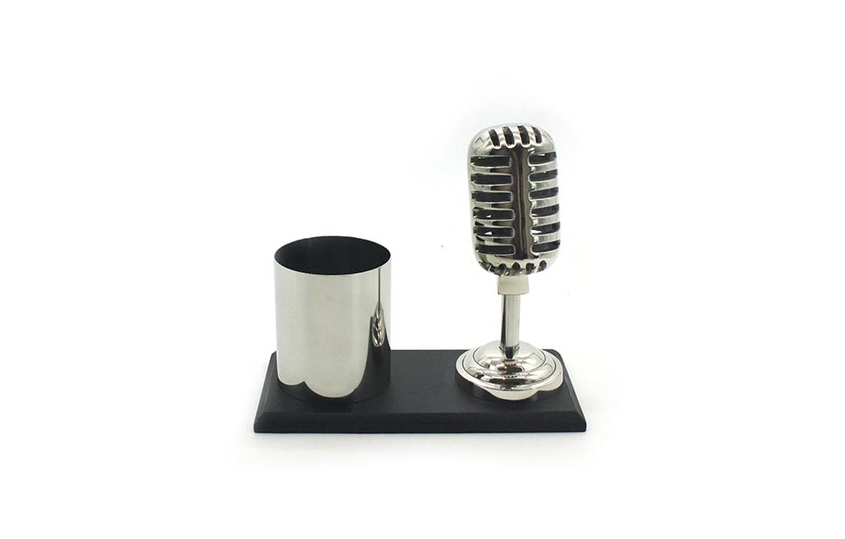 MIKE PEN HOLDER , Silver, 21×9.8x19cm, N5054