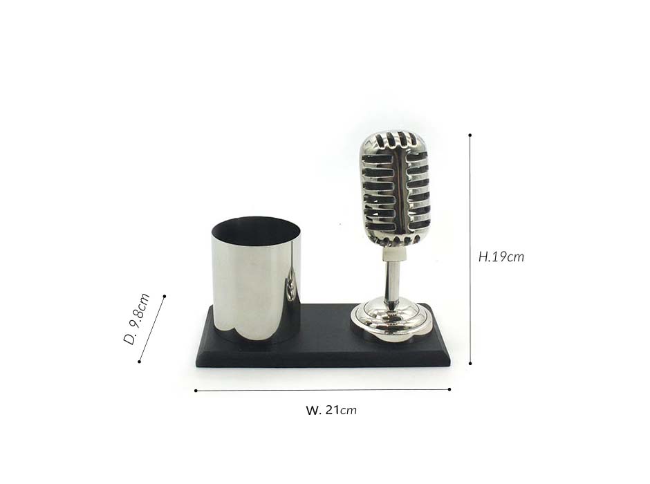 MIKE PEN HOLDER , Silver, 21×9.8x19cm, N5054