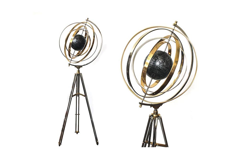 FLOOR ARMILLARY, Silver, 60x55x160cm, 59162