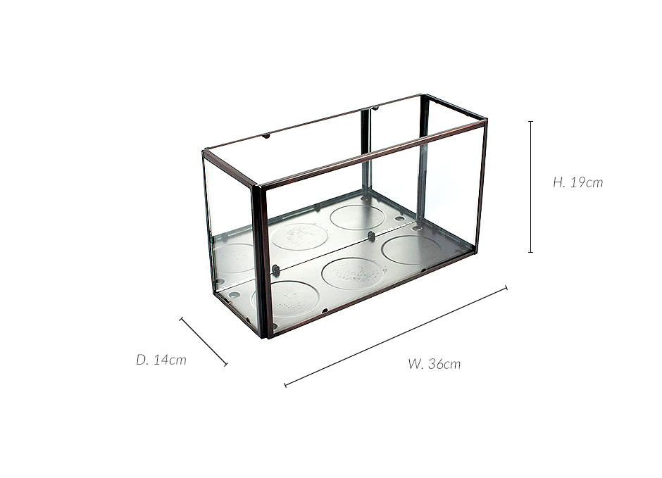 RECT GLASS BOX ANTQ /GLAS, Brass, 36 x 14 x 19cm, 84396