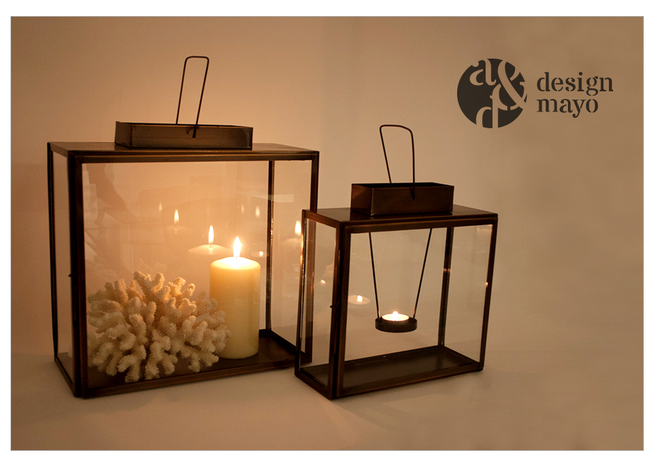 LANTERN ANTQ +GLASS, Brass, 27 x 11 x 27.5cm, 84466