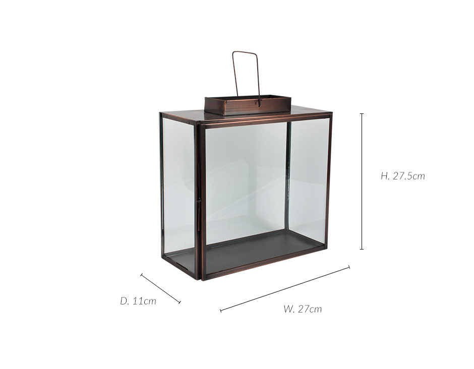 LANTERN ANTQ +GLASS, Brass, 27 x 11 x 27.5cm, 84466