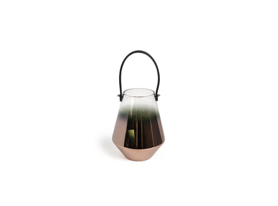 Tealight with leather handle S, 21×16.5cm, Bronze, T3-G29/COP