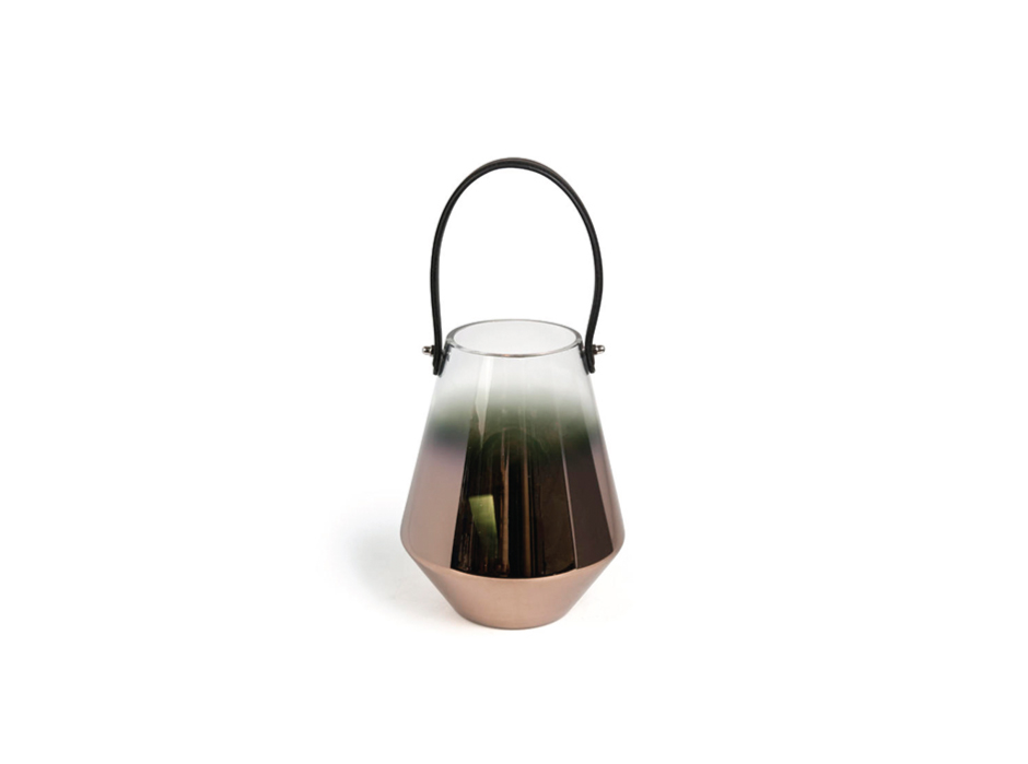 Tealight with leather handle M, 26.5×21.5cm, Bronze, T3-G30/COP