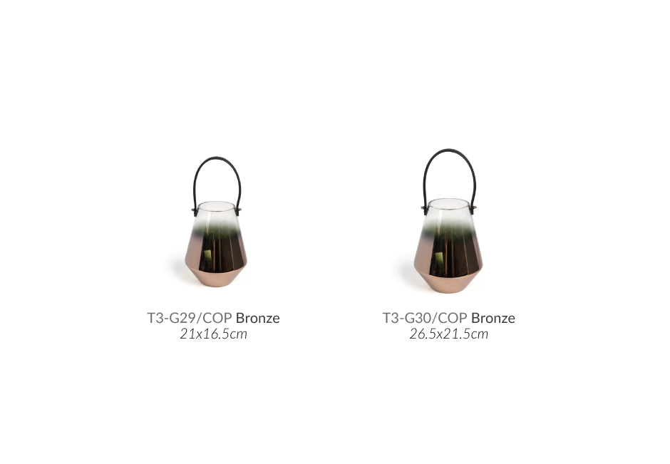 Tealight with leather handle M, 26.5×21.5cm, Bronze, T3-G30/COP