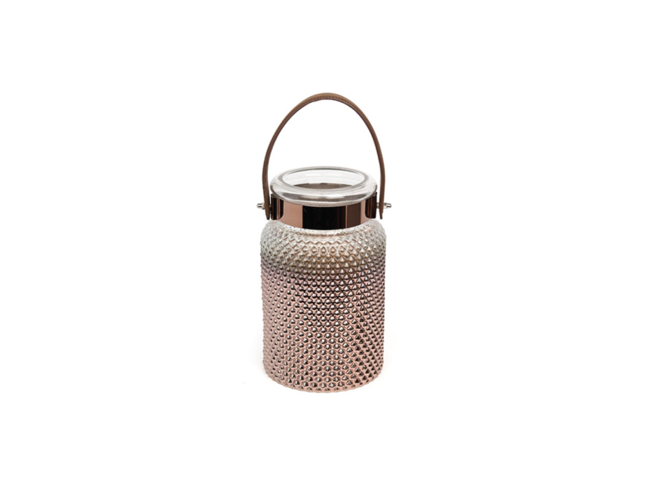 Tealight with leather handle M, 30x18cm, Bronze, T3-G28/COP