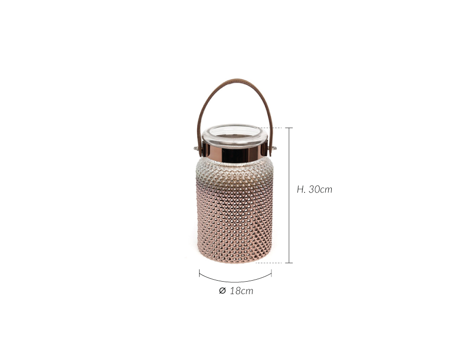 Tealight with leather handle M, 30x18cm, Bronze, T3-G28/COP