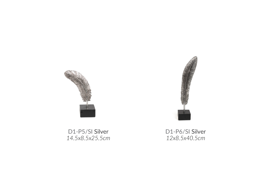 Feather deco S, 14.5×8.5×25.5cm, Silver, D1-P5/SI