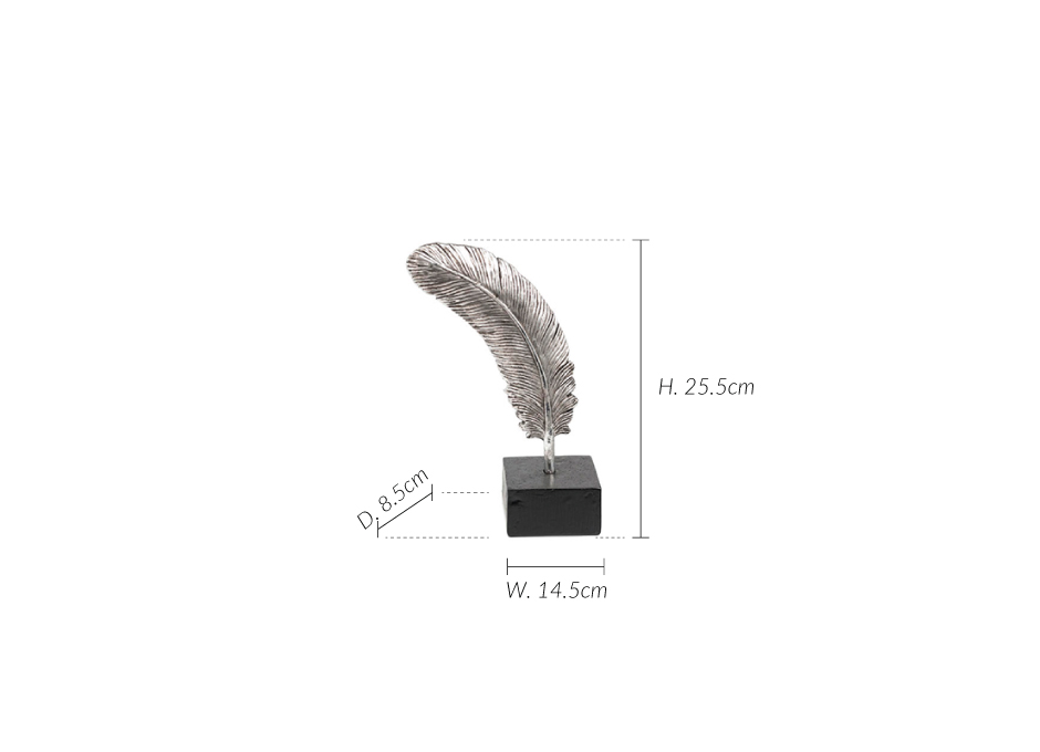 Feather deco S, 14.5×8.5×25.5cm, Silver, D1-P5/SI