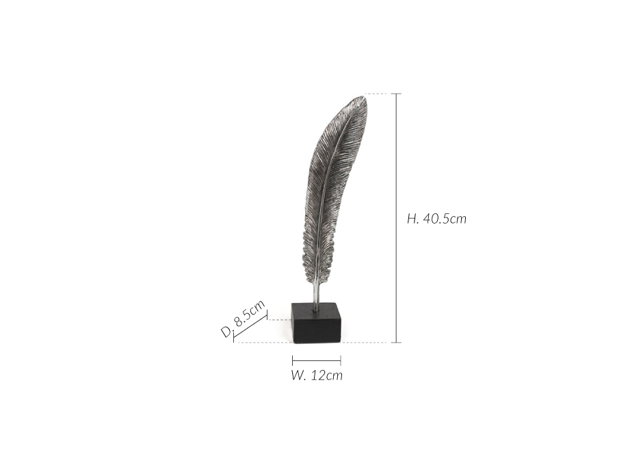 Feather deco M, 12×8.5×40.5cm, Silver, D1-P6/SI