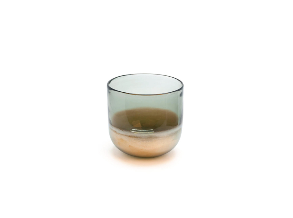 Vase two color glass, 15.5×15.5cm, Gold, V2-G316/GRI