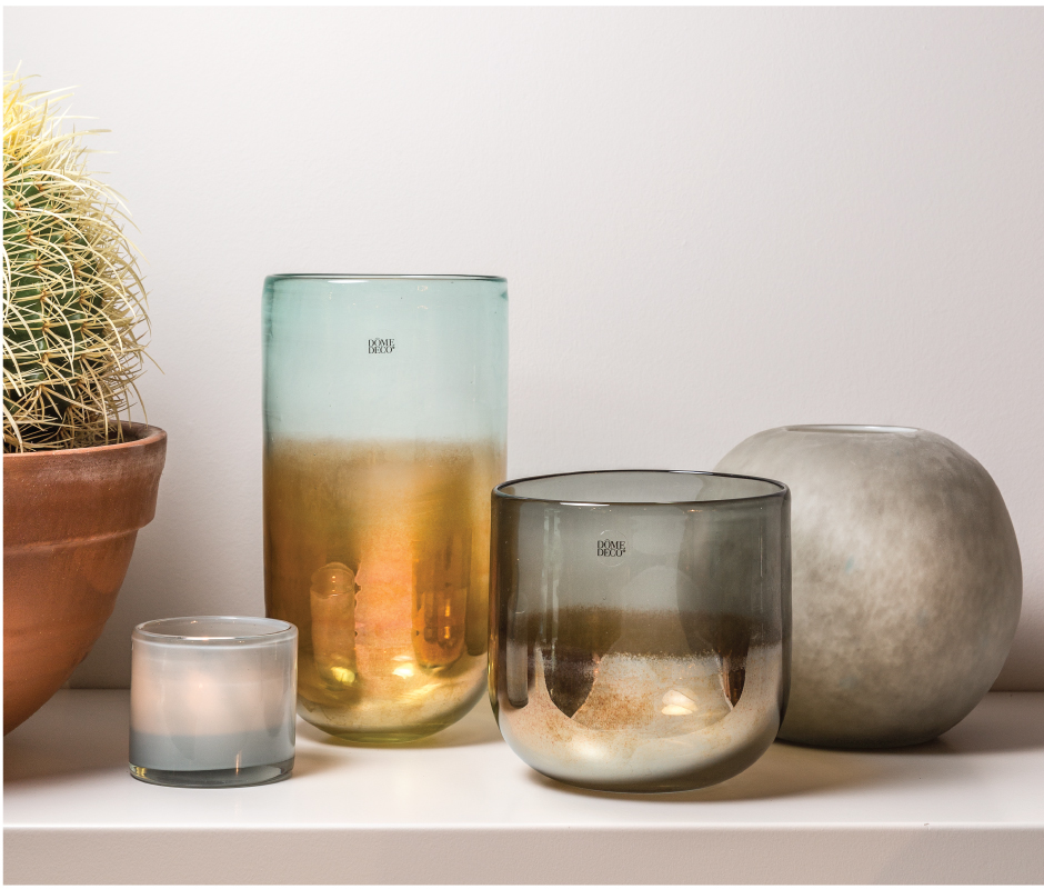 Vase two color glass, 15.5×15.5cm, Gold, V2-G316/GRI