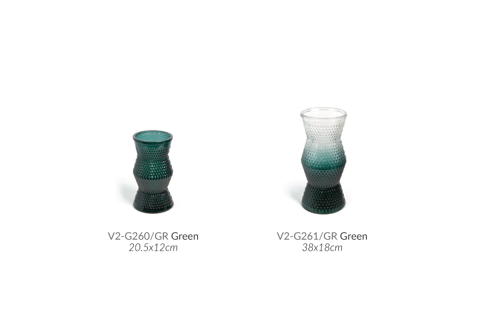 Vase glass M, 38x18cm, Green, V2-G261/GR