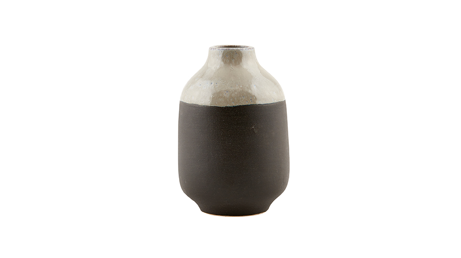 Vase, Earth, grey/black, Ø10×15cm, HD1029