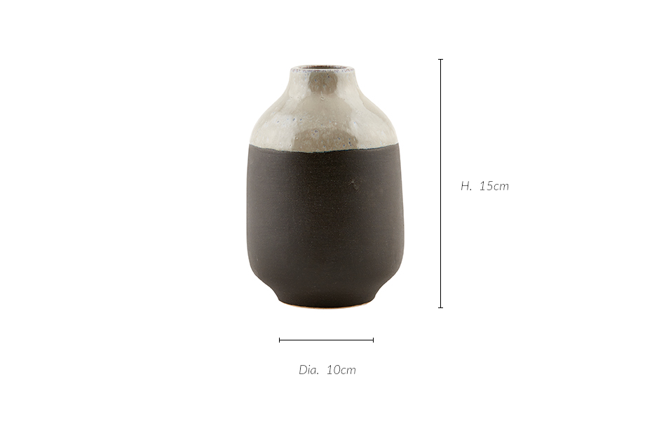 Vase, Earth, grey/black, Ø10×15cm, HD1029