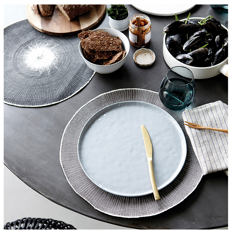 Circle Placemat, Grey, Nature / Grey, Dia.38cm, Ft0010