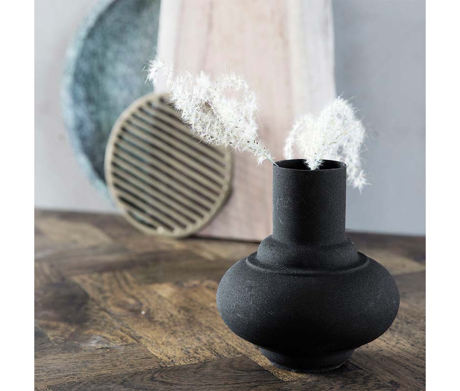 Vase, Malik, Black, Ø13x15cm, ed0300