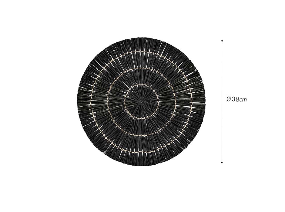 Placemat, Mendong, Black, Ø38cm, id1100