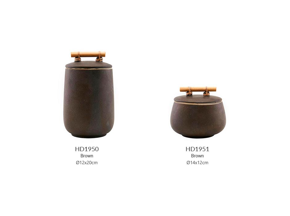 Storage, Stoneware, Bamboo, Brown, Ø12x20cm, mt0640