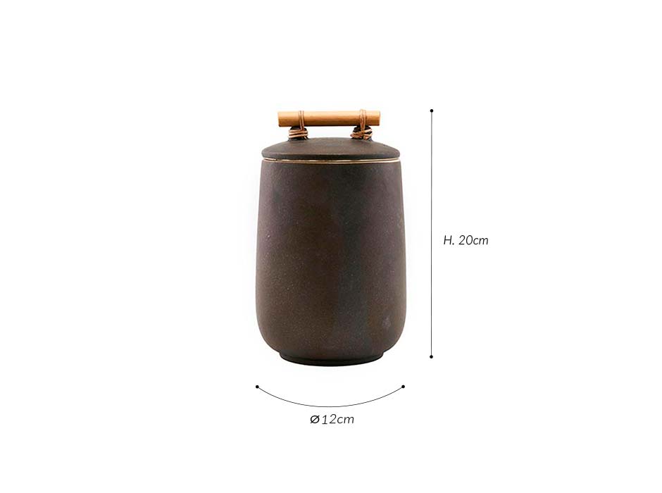 Storage, Stoneware, Bamboo, Brown, Ø12x20cm, mt0640