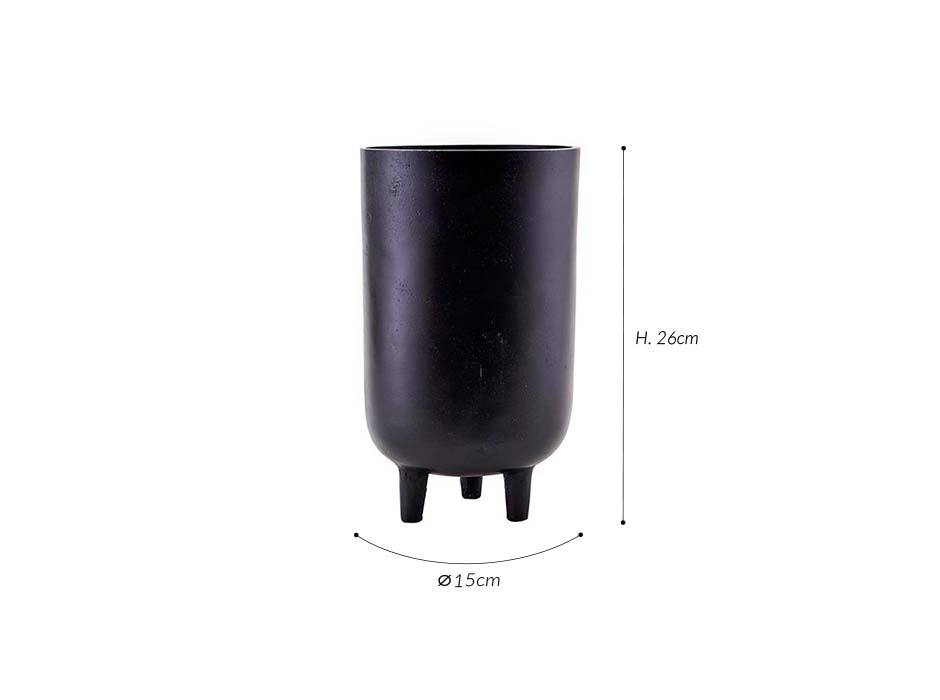 Planter, 
Aluminium, Black, Ø15x26cm, is0810