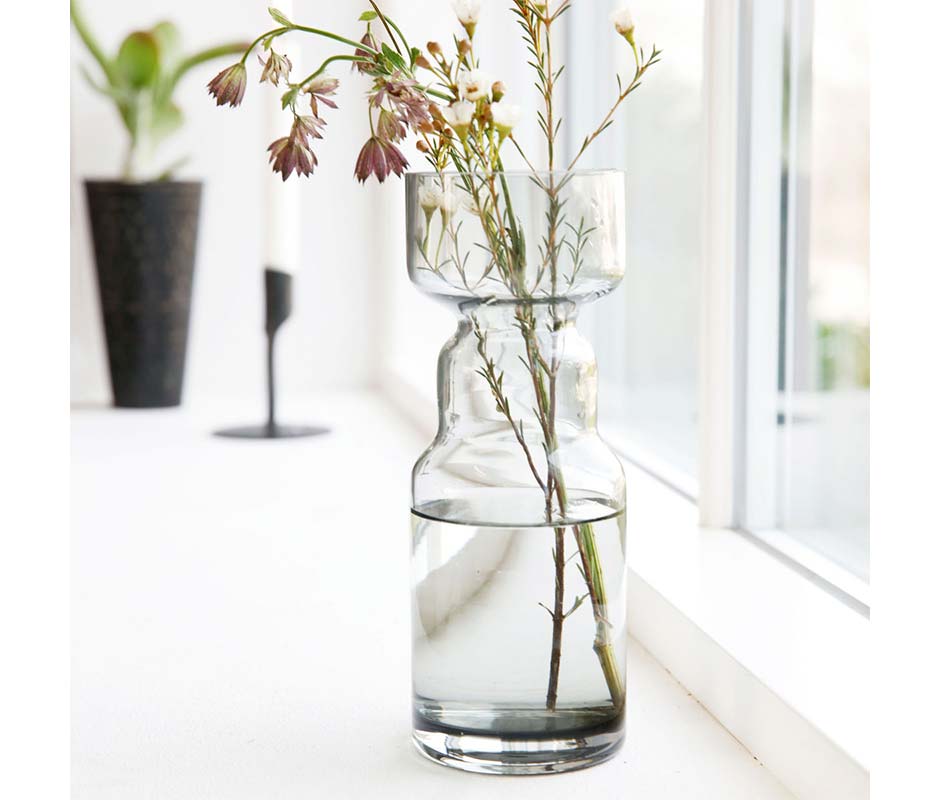 Vase, Glass, Grey, Ø7x20cm, wl0311