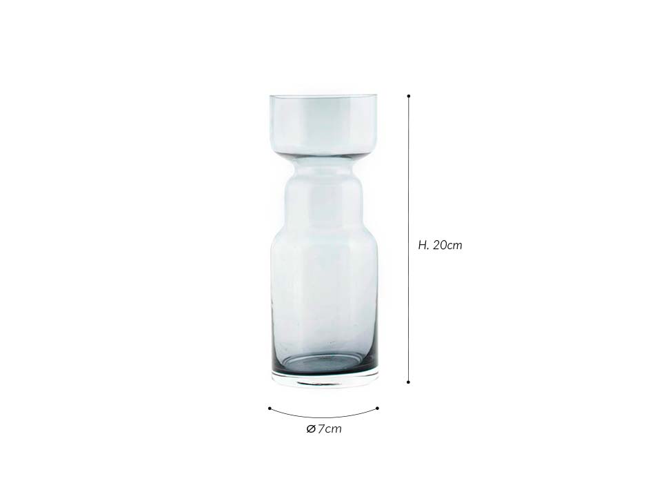 Vase, Glass, Grey, Ø7x20cm, wl0311