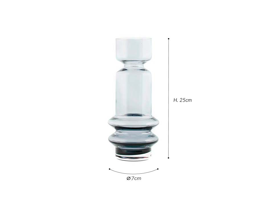Vase, Glass, Grey, Ø7x25cm, wl0310