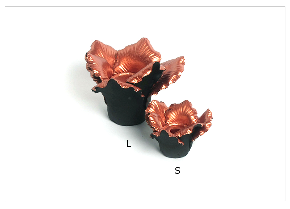 Daffodil Candle Holder S, Black-Copper, 8.5cm, 276DBC