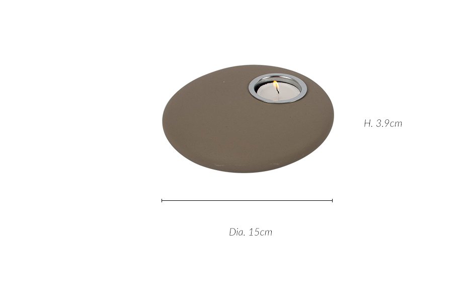 Pebble Candle Holder L, Grey, Dia. 15 x 3.9cm, 298L