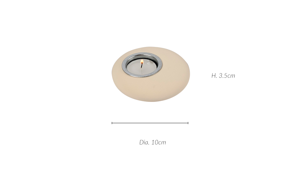 Pebble Candle Holder S, Ivory, Dia. 10 x 3.5cm, 298S