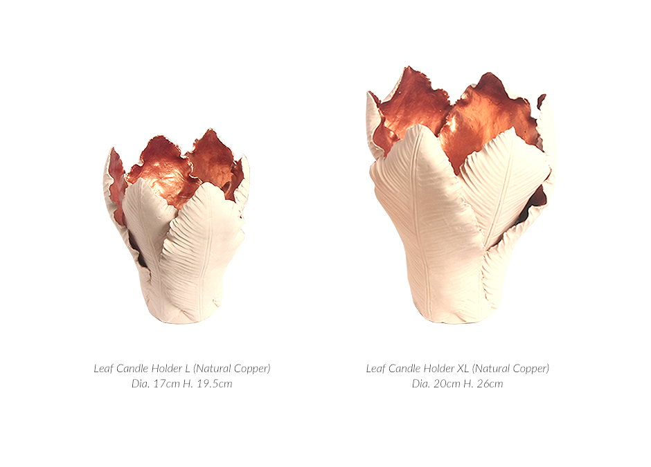Leaf Candle Holder L, Natural-Copper, Dia. 17 x 19.5cm, 317L