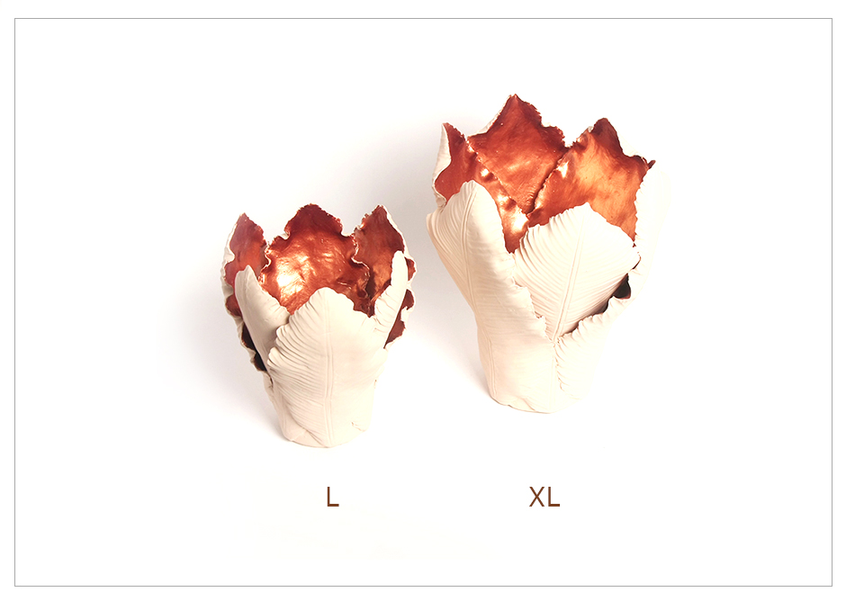 Leaf Candle Holder XL, Natural-Copper, Dia. 20 x 26cm, 317LXL