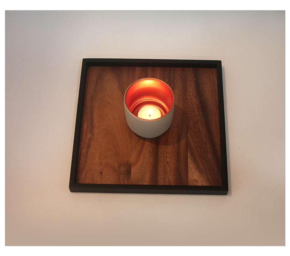Thin Tray-SQUARE, Black Edge, 25.5cm, 420S