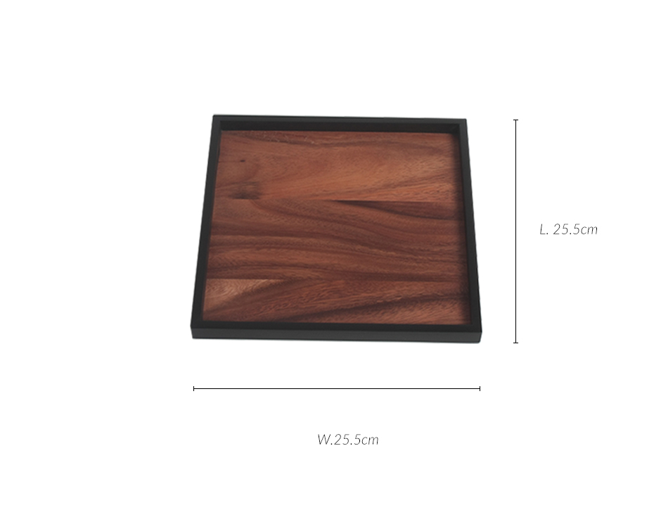 Thin Tray-SQUARE, Black Edge, 25.5cm, 420S